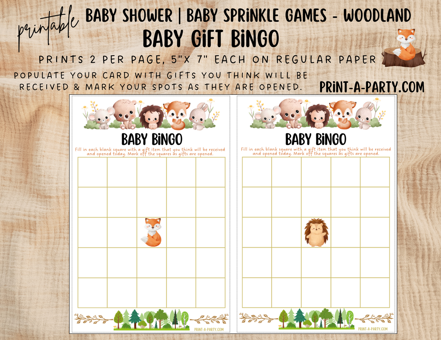 GAMES for Baby Shower | Woodland Shower Theme | Woodland Shower Games | Forest Animals | INSTANT DOWNLOAD