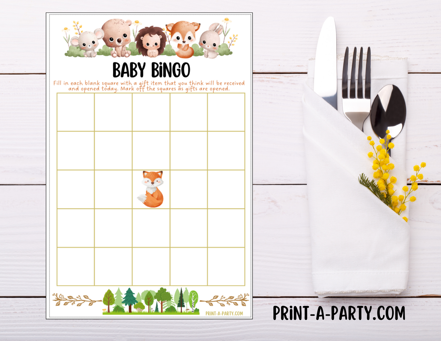 GAMES for Baby Shower | Woodland Shower Theme | Woodland Shower Games | Forest Animals | INSTANT DOWNLOAD