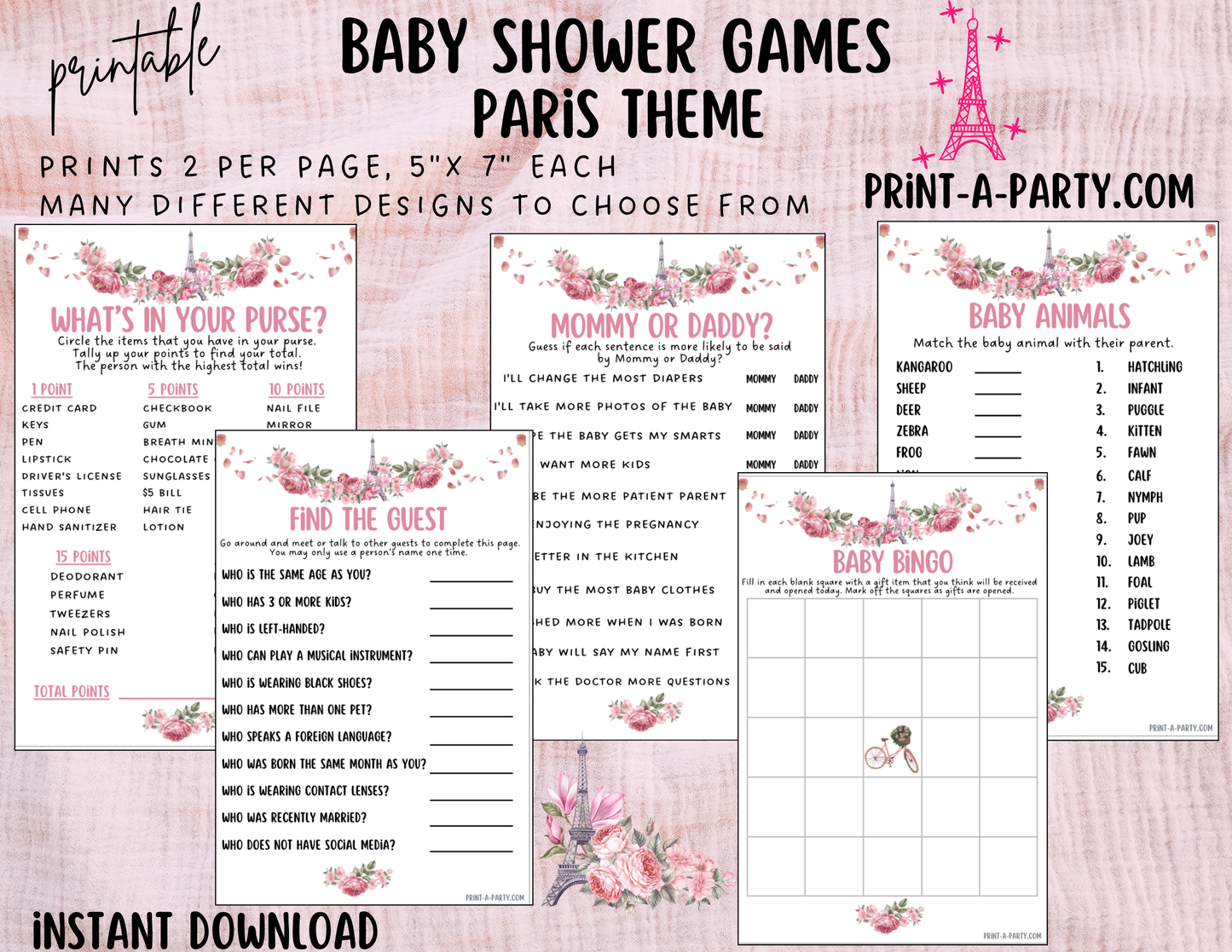 GAMES for Baby Shower | Paris Shower Theme | Parisan Baby Shower | Paris Shower Idea