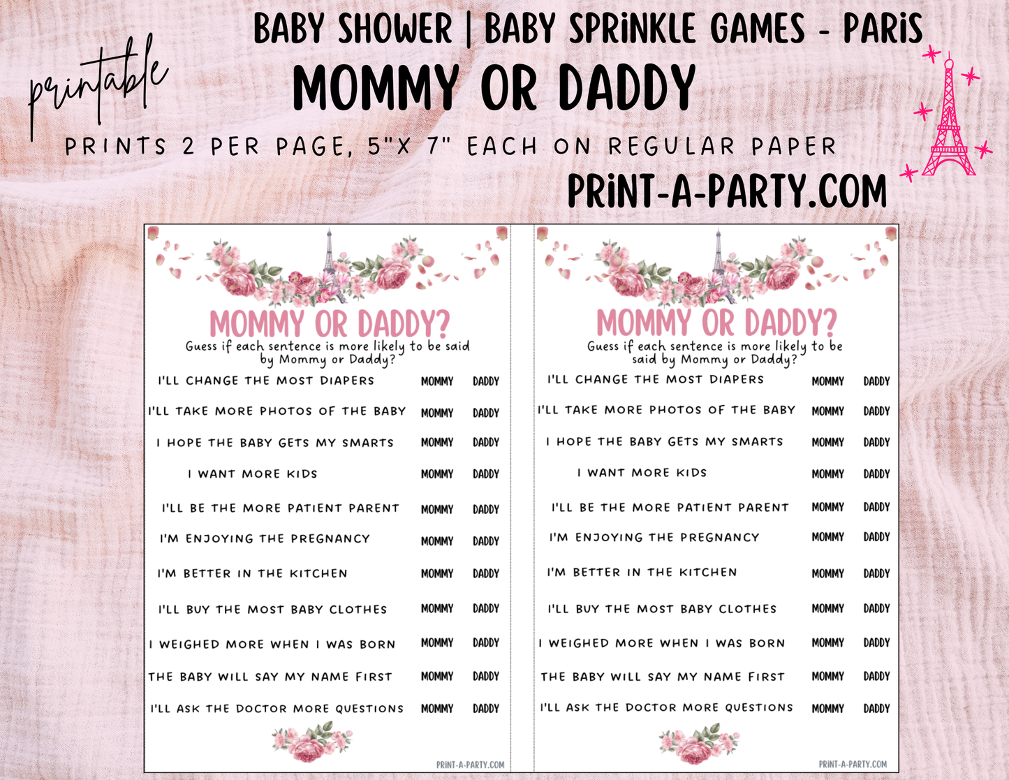 GAMES for Baby Shower | Paris Shower Theme | Parisan Baby Shower | Paris Shower Idea