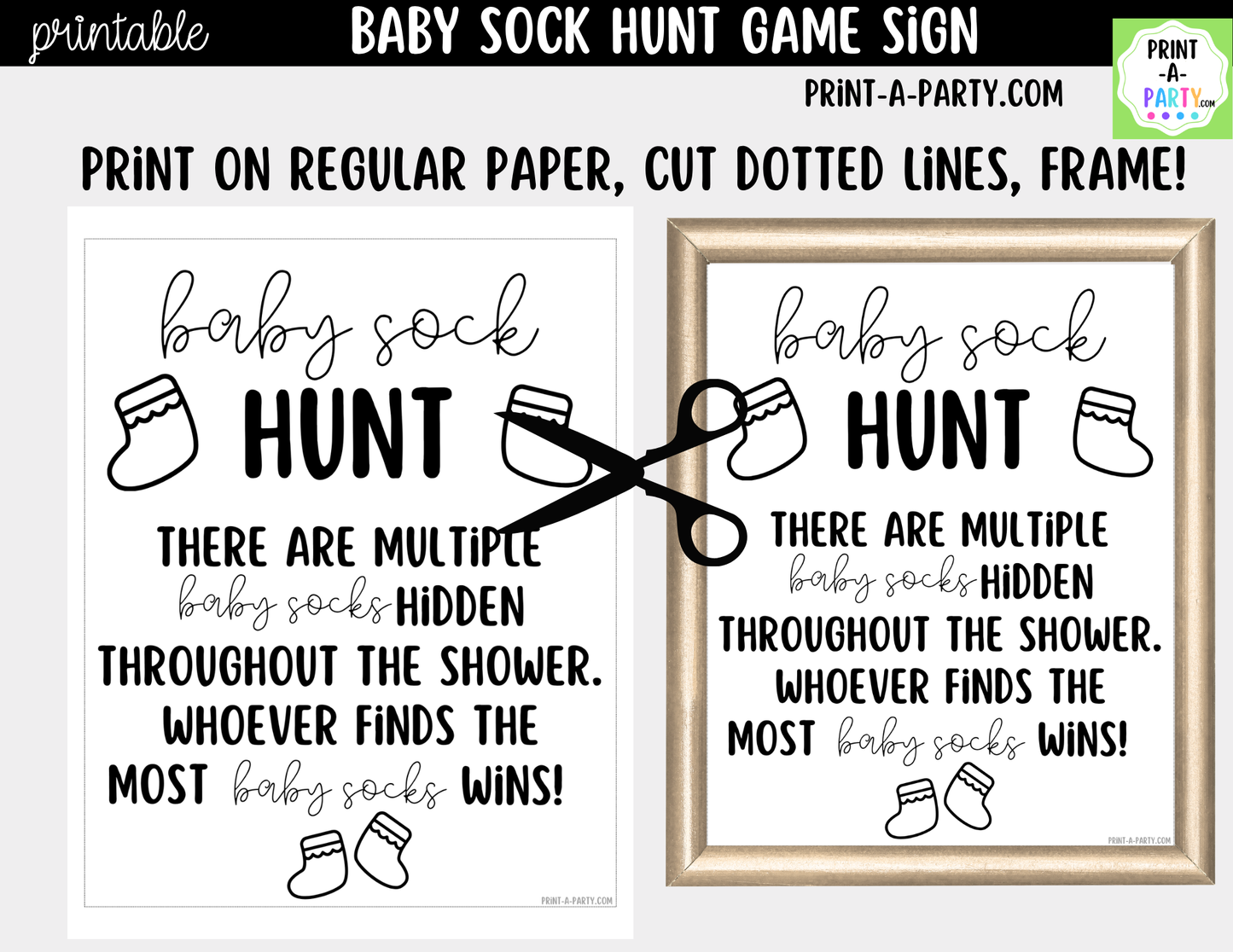 Baby Sock Hunt Printable Sign (8x10) – Baby Shower Game