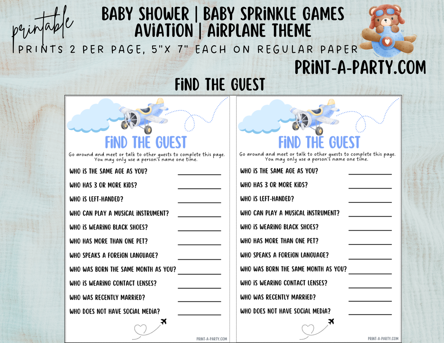 GAMES for Baby Shower | Airplane Aviation Baby Shower Theme | Airplane Aviation Baby Shower Games | Aviation Baby Shower Ideas