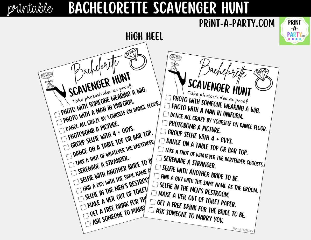 Bachelorette Scavenger Hunt Printable Game