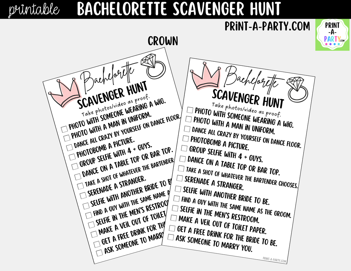 Bachelorette Scavenger Hunt Printable Game