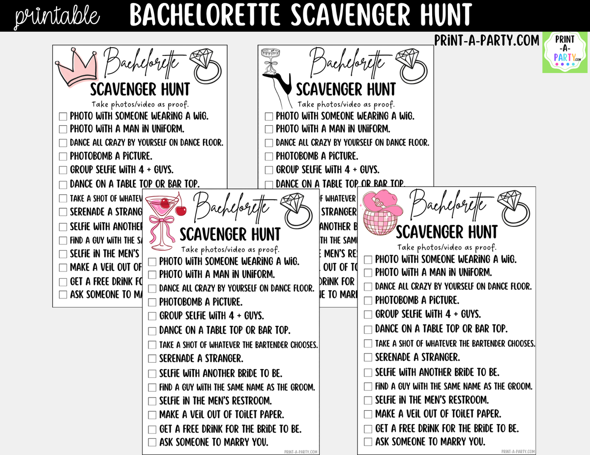 Bachelorette Scavenger Hunt Printable Game