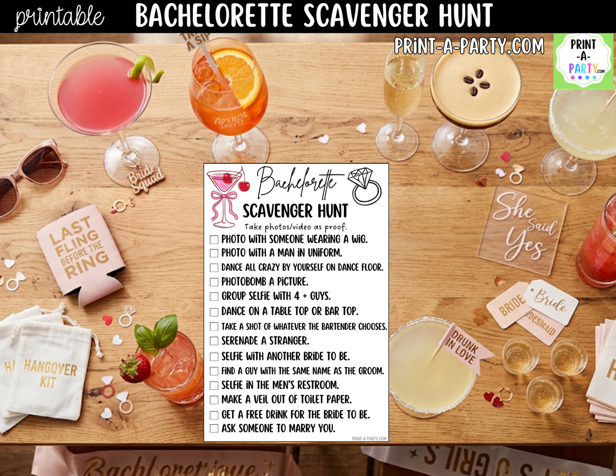 Bachelorette Scavenger Hunt Printable Game