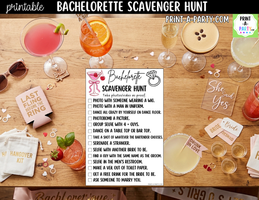 Bachelorette Scavenger Hunt Printable Game