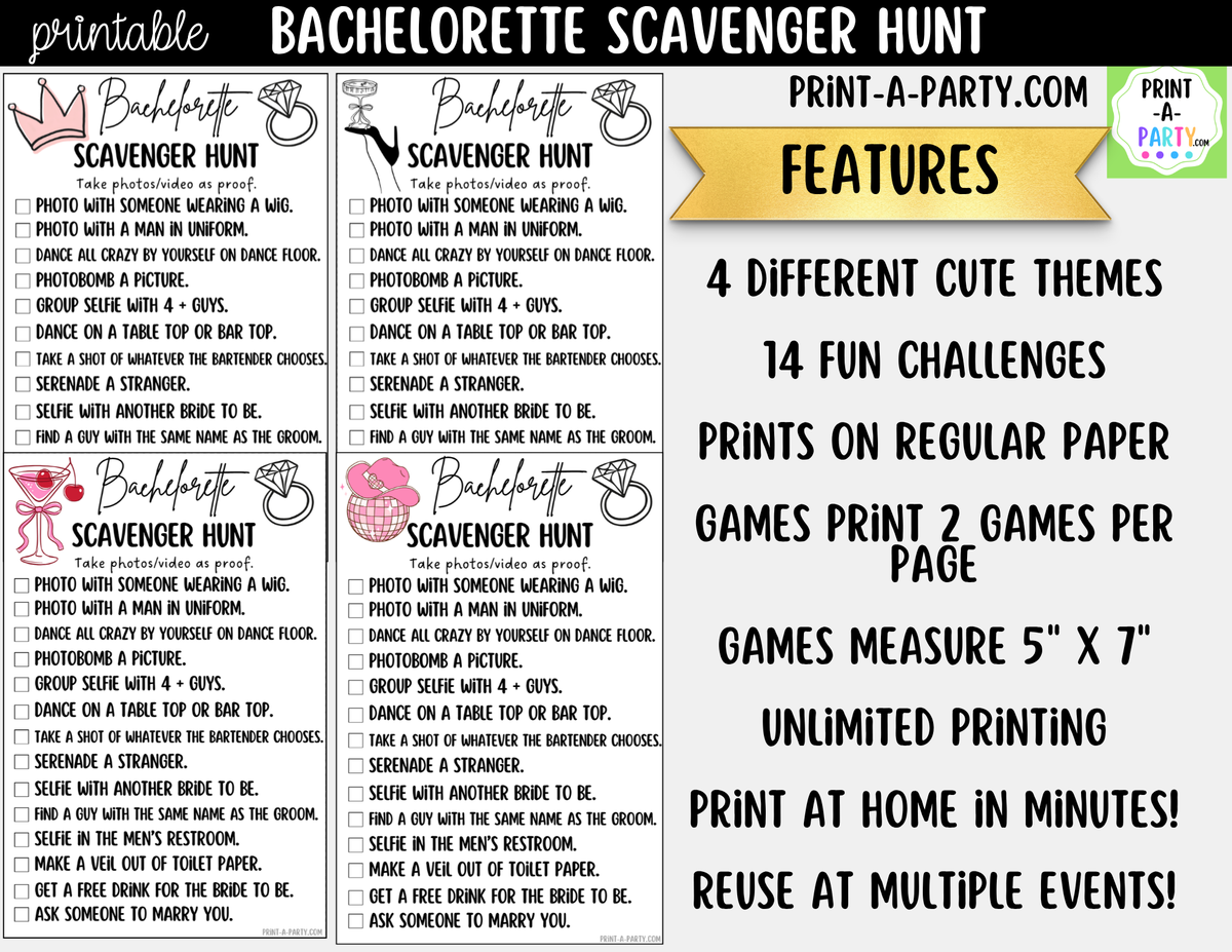 Bachelorette Scavenger Hunt Printable Game