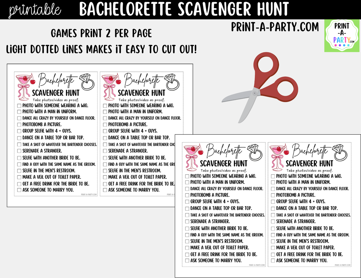 Bachelorette Scavenger Hunt Printable Game