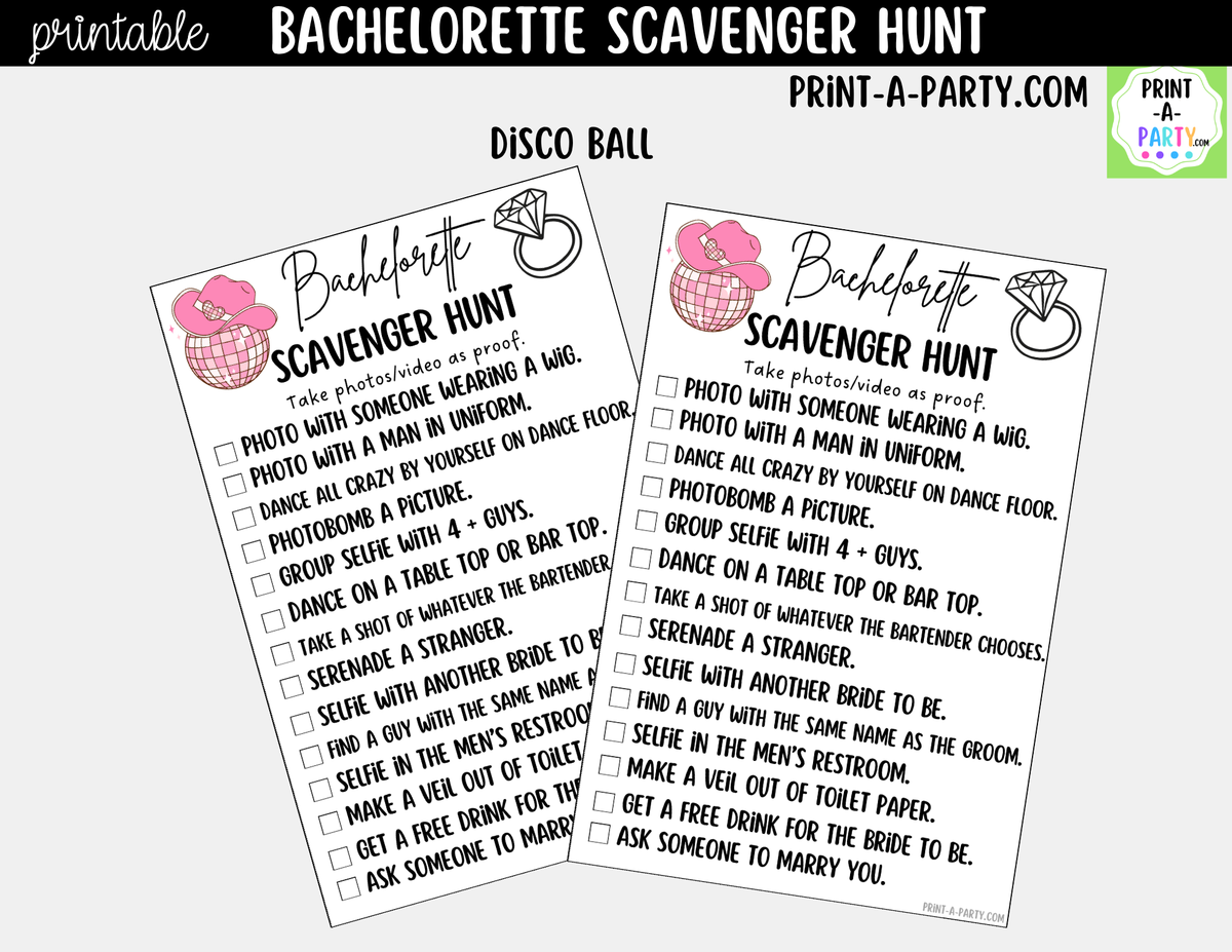 Bachelorette Scavenger Hunt Printable Game