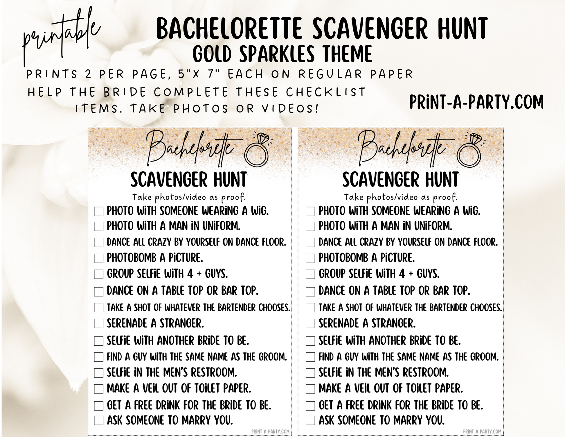 BACHELORETTE | HEN PARTY Scavenger Hunt Game Printable - Sparkles Theme | Fun tasks for the Bride to complete | – PrintAParty bachelorette-hen-party-scavenger-hunt-game-printable-sparkles-theme-fun-tasks-for-the-bride-to-complete-printaparty