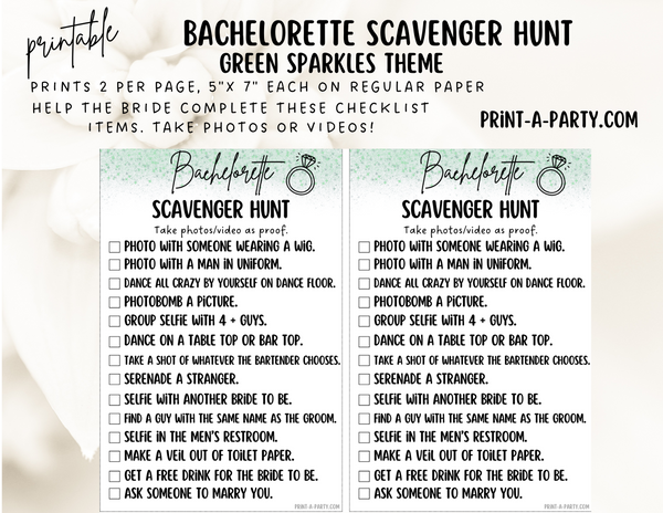 BACHELORETTE | HEN PARTY Scavenger Hunt Game Printable - Sparkles Theme ...