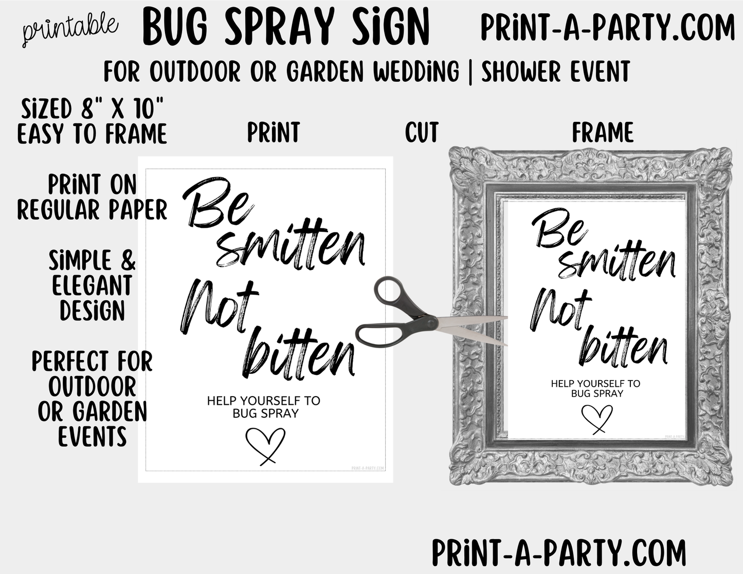 Printable Outdoor Wedding Bug Spray Sign (8x10) - Instant PDF Download
