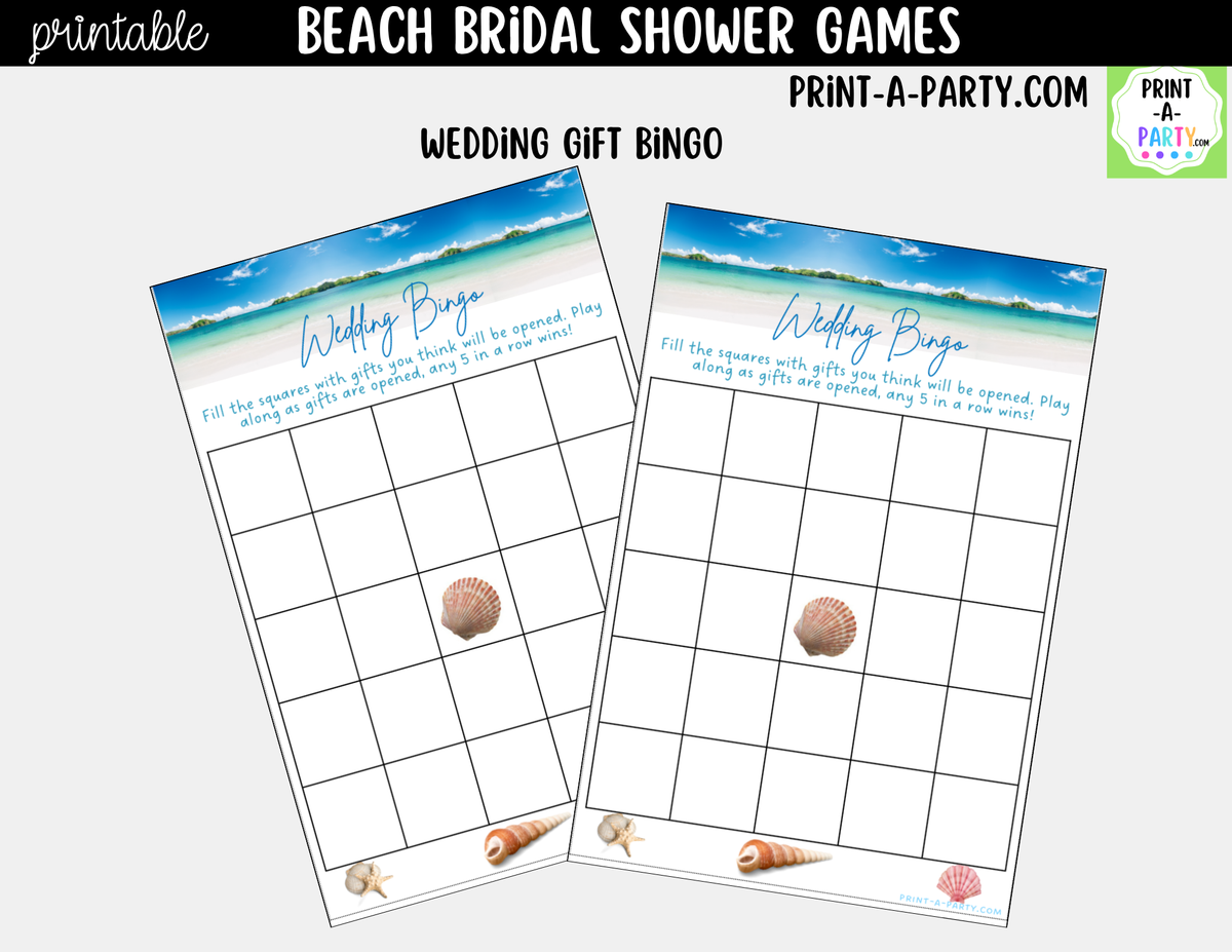 Beach Bridal Shower Games Bundle – Tropical Printable