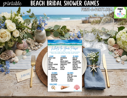 Beach Bridal Shower Games Bundle – Tropical Printable