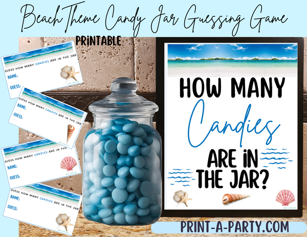 CANDY JAR GUESSING GAME | How many candies in jar | Beach Destination Wedding Theme | Beach Shower | Beach Bridal Shower Game | Bridal Shower Decor | Engagement Party | Same Sex Wedding Shower Activities | Printable