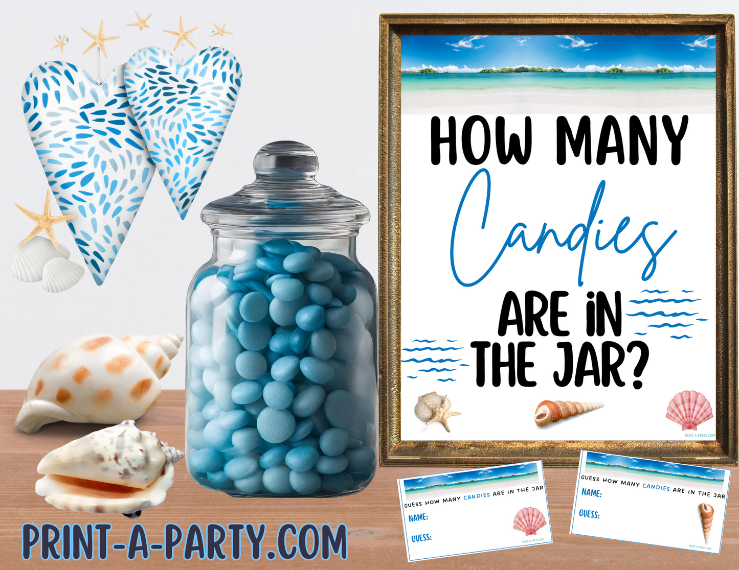 CANDY JAR GUESSING GAME | How many candies in jar | Beach Destination Wedding Theme | Beach Shower | Beach Bridal Shower Game | Bridal Shower Decor | Engagement Party | Same Sex Wedding Shower Activities | Printable