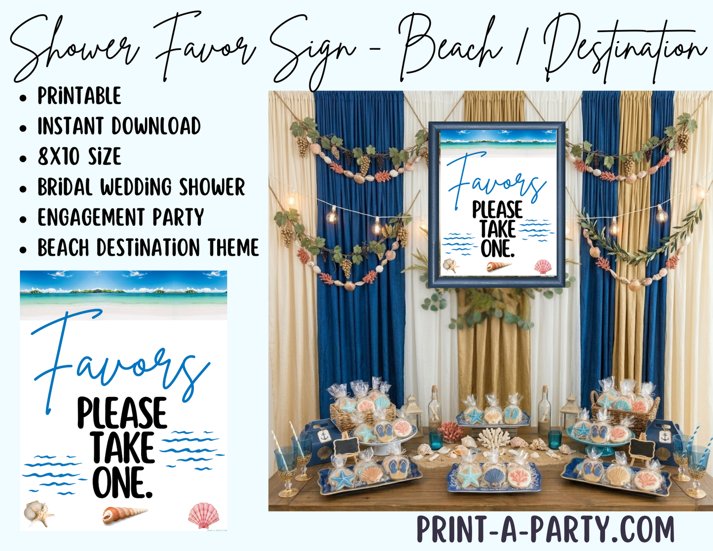Beach Favors Sign (8x10) – Printable Instant Download