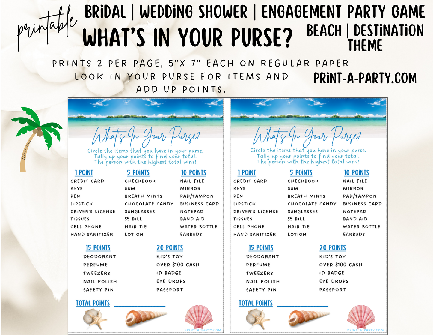 GAME BUNDLE: Bridal Wedding Shower Engagement Party Game Bundle | Beach Wedding | Destination Wedding | Printable