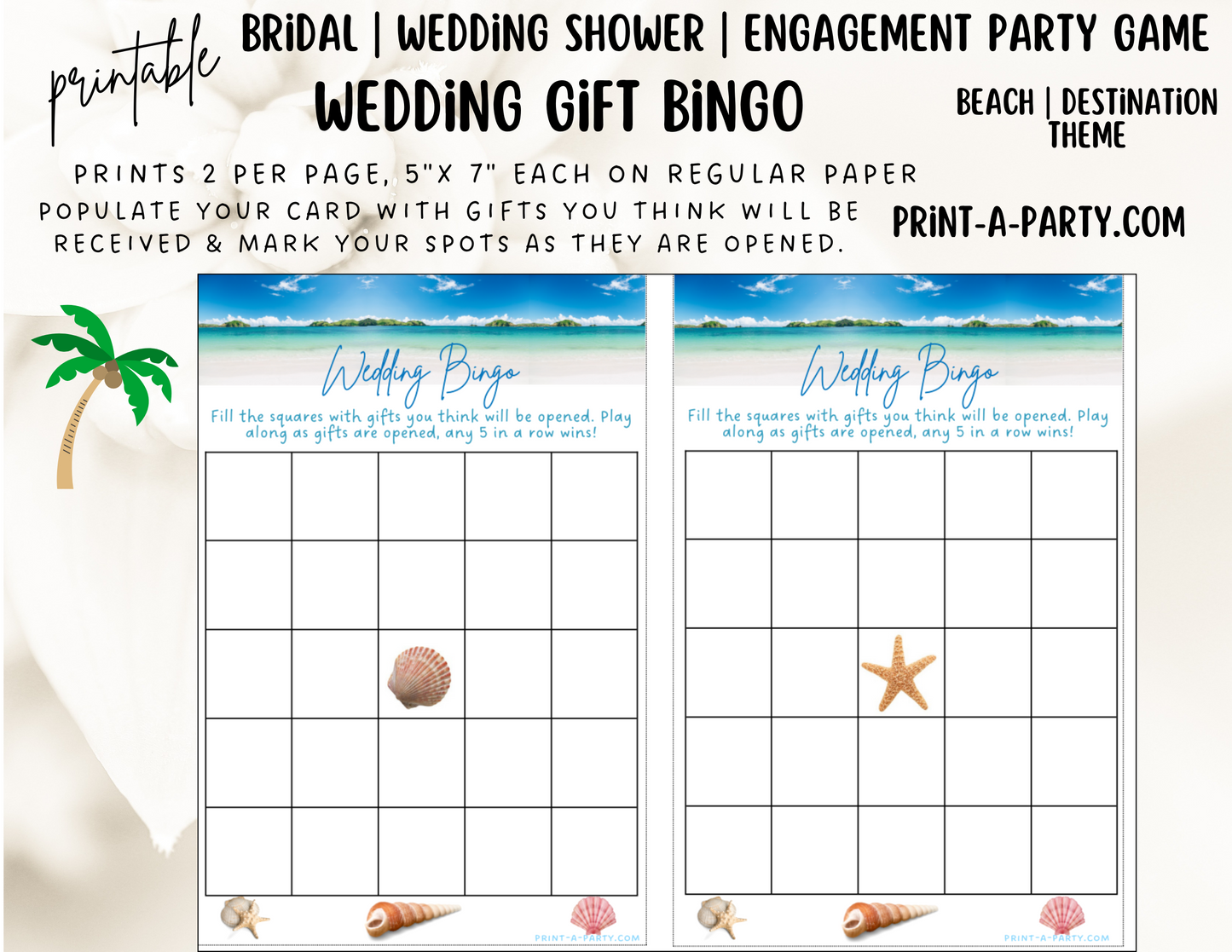 GAME BUNDLE: Bridal Wedding Shower Engagement Party Game Bundle | Beach Wedding | Destination Wedding | Printable