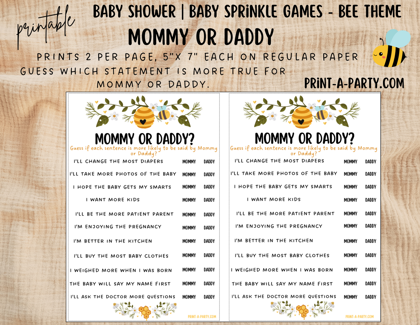 GAMES for Baby Shower | Bee Baby Shower Theme | Bee Baby Shower Games | Mommy To Bee | Sweet As Can Bee | INSTANT DOWNLOAD