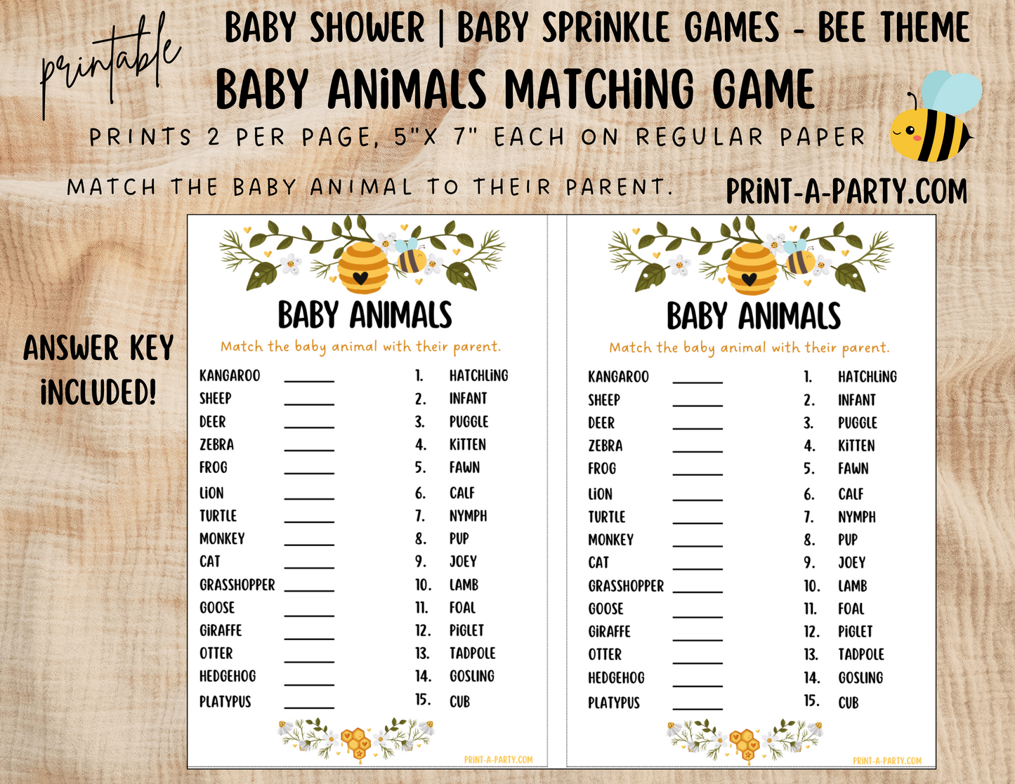 GAMES for Baby Shower | Bee Baby Shower Theme | Bee Baby Shower Games | Mommy To Bee | Sweet As Can Bee | INSTANT DOWNLOAD