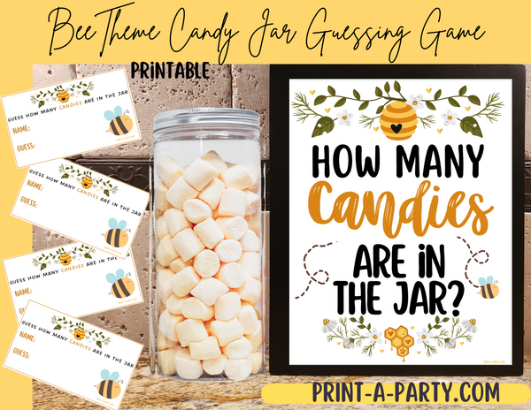 CANDY JAR GUESSING GAME | How many candies in jar | Bee Theme | Bee Baby Shower Game | Bee Baby Shower | Mom To Bee | Baby To Bee | Printable