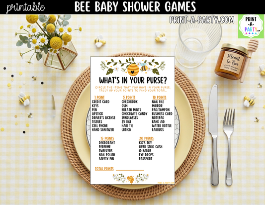 Bee Baby Shower Games Printable