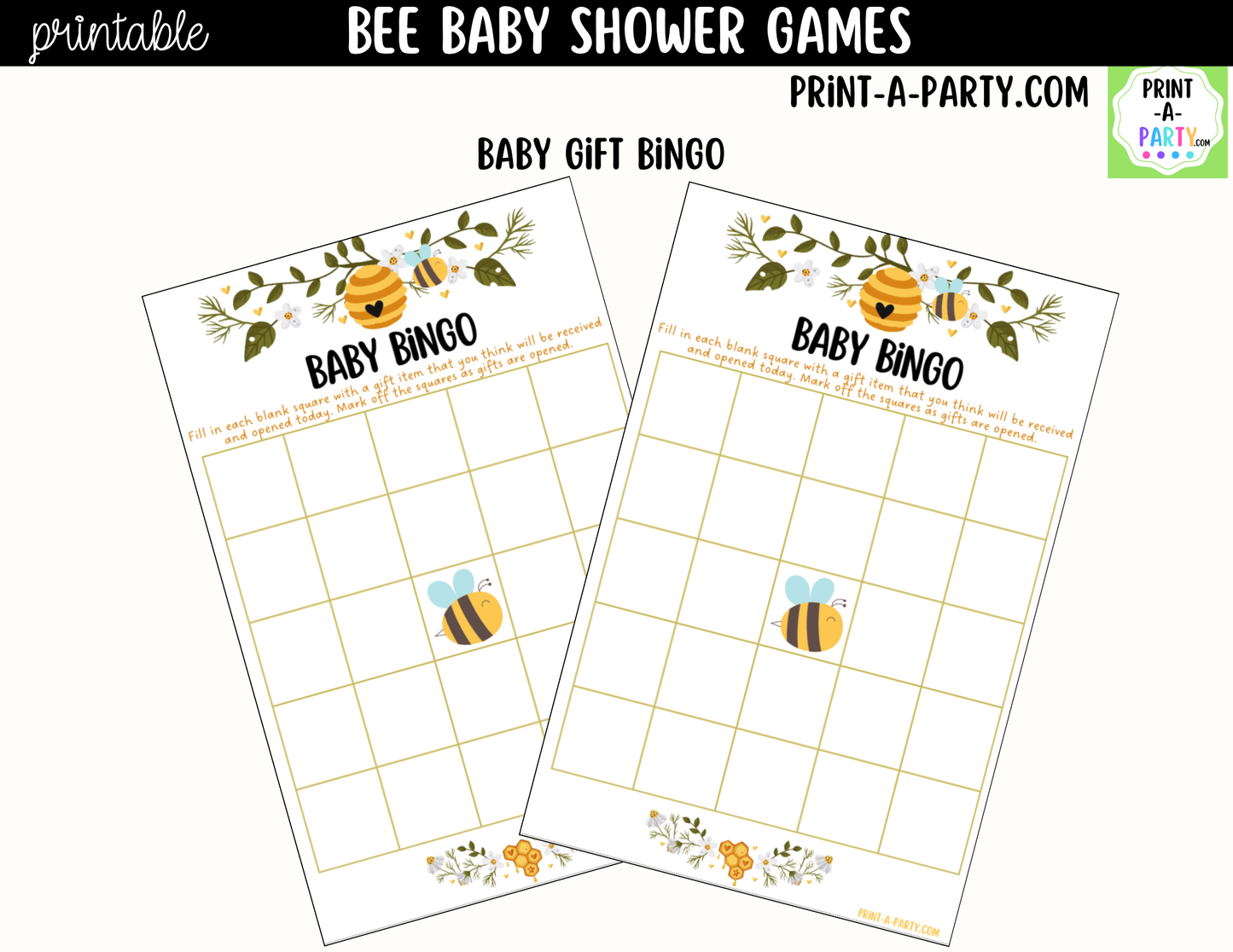 Bee Baby Shower Games Printable