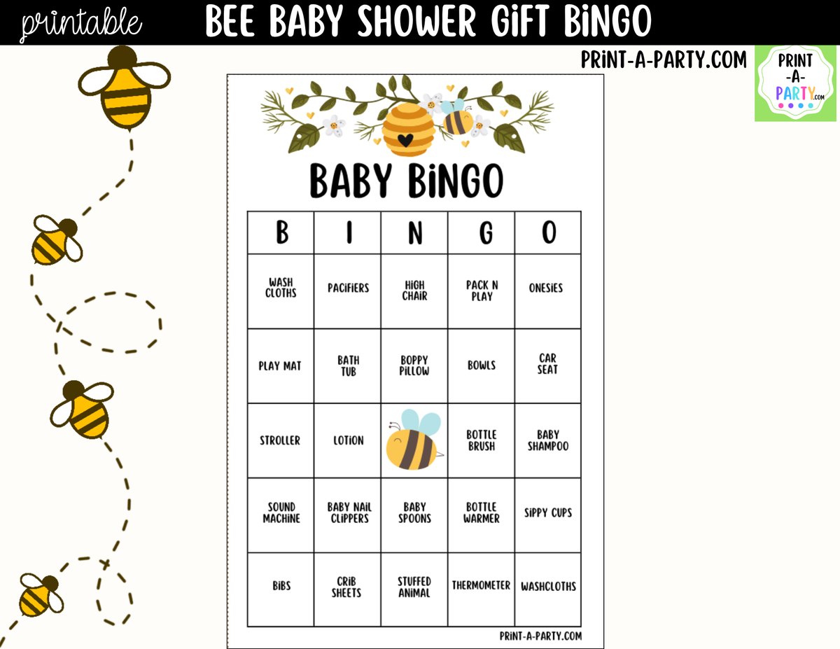 Bee Baby Shower Gift Bingo Printable