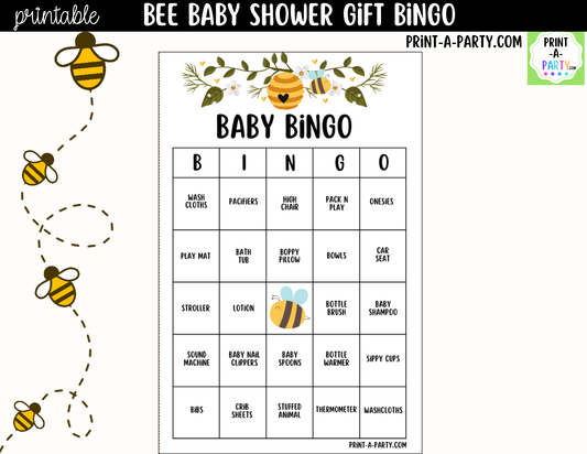 Bee Baby Shower Gift Bingo Printable