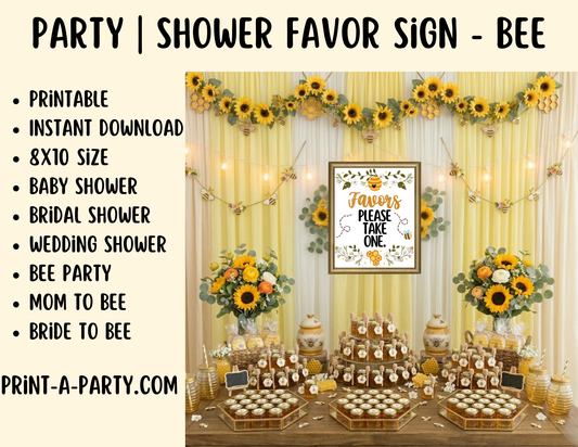 Bee Favors Sign (8x10) – Please Take One, Instant Download