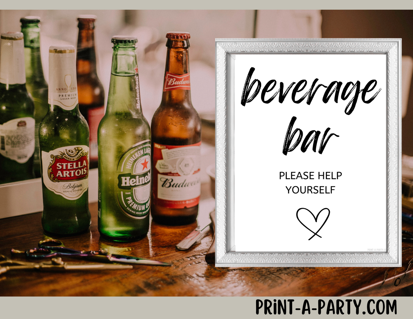 BEVERAGE BAR - PLEASE HELP YOURSELF - Wedding Sign | Printable Wedding Sign | Wedding Bar Sign