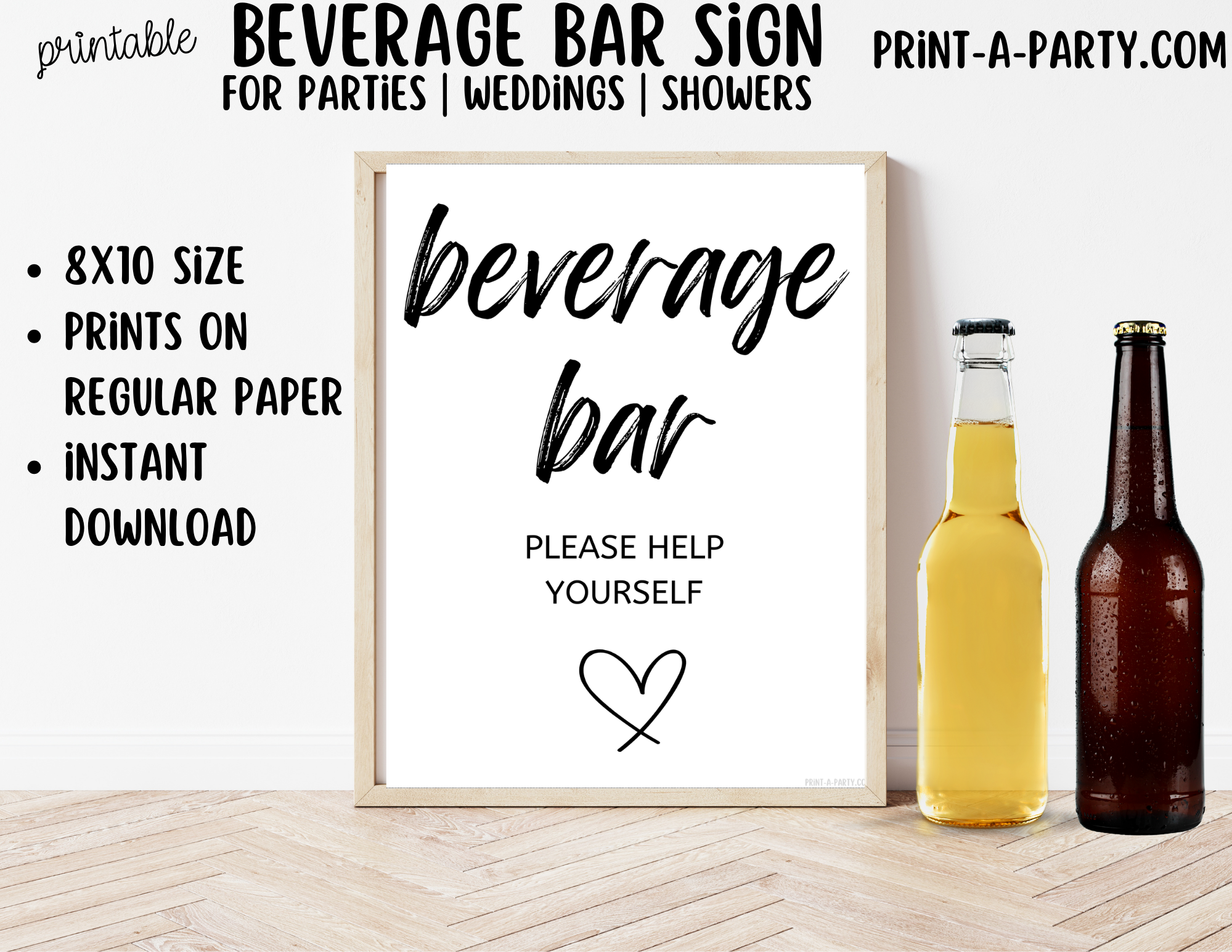 Beverage Bar Sign Printable | Beverage Station Sign for Bridal Shower ...