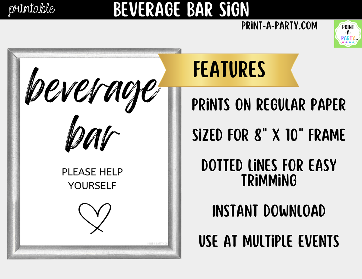 Beverage Bar Sign Printable – Wedding & Bridal Shower