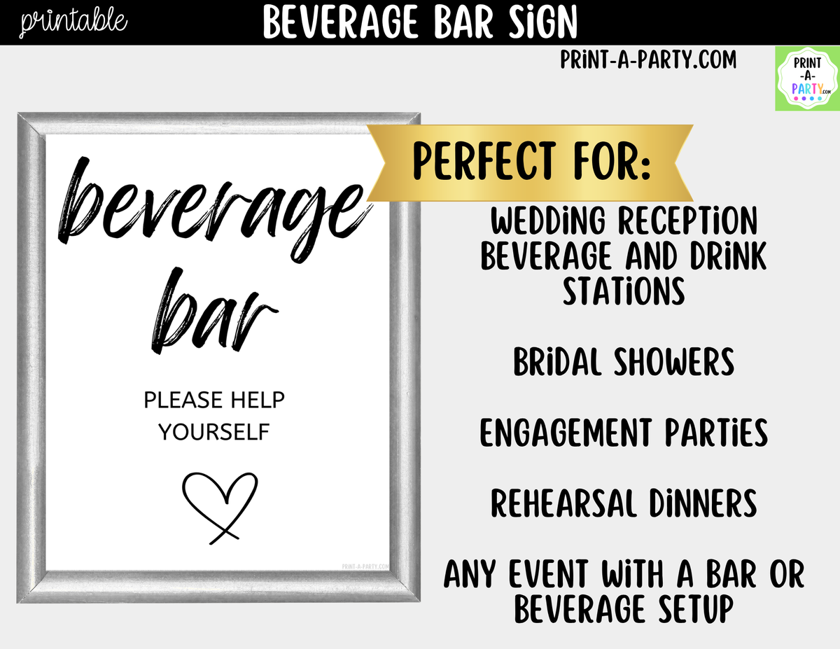 Beverage Bar Sign Printable – Wedding & Bridal Shower