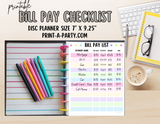 Bill Pay Checklist Printable | Bill Pay Log | Home Organization | 9 Disc Planners | Classic Happy Planner | Planner Printable 9.25" x 7"