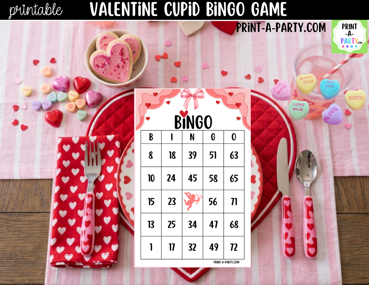 Valentine Cupid Bingo Game Printable – 30, 40 or 50 Cards