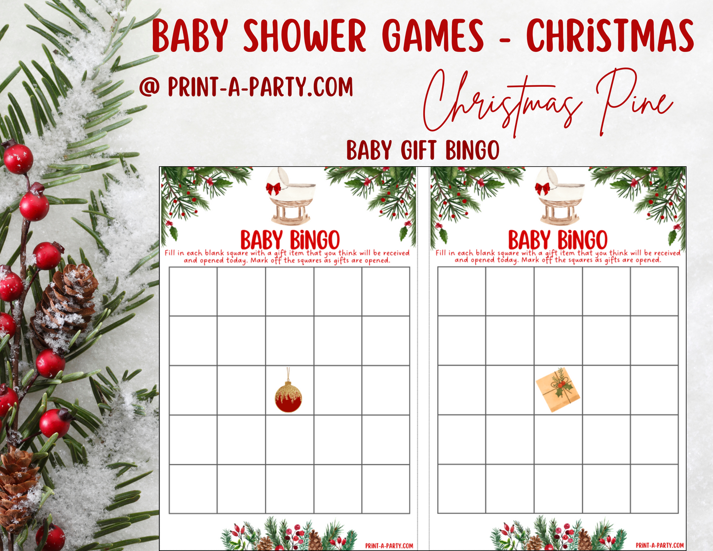 GAME BUNDLE for Christmas Baby Shower - Christmas Pine | Christmas Baby Shower Theme | Christmas Baby Shower Ideas | INSTANT DOWNLOAD