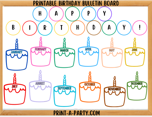 BACK TO SCHOOL: Birthday Bulletin Board Printable Display - Monthly Birthday Cakes Theme for Classroom Decor