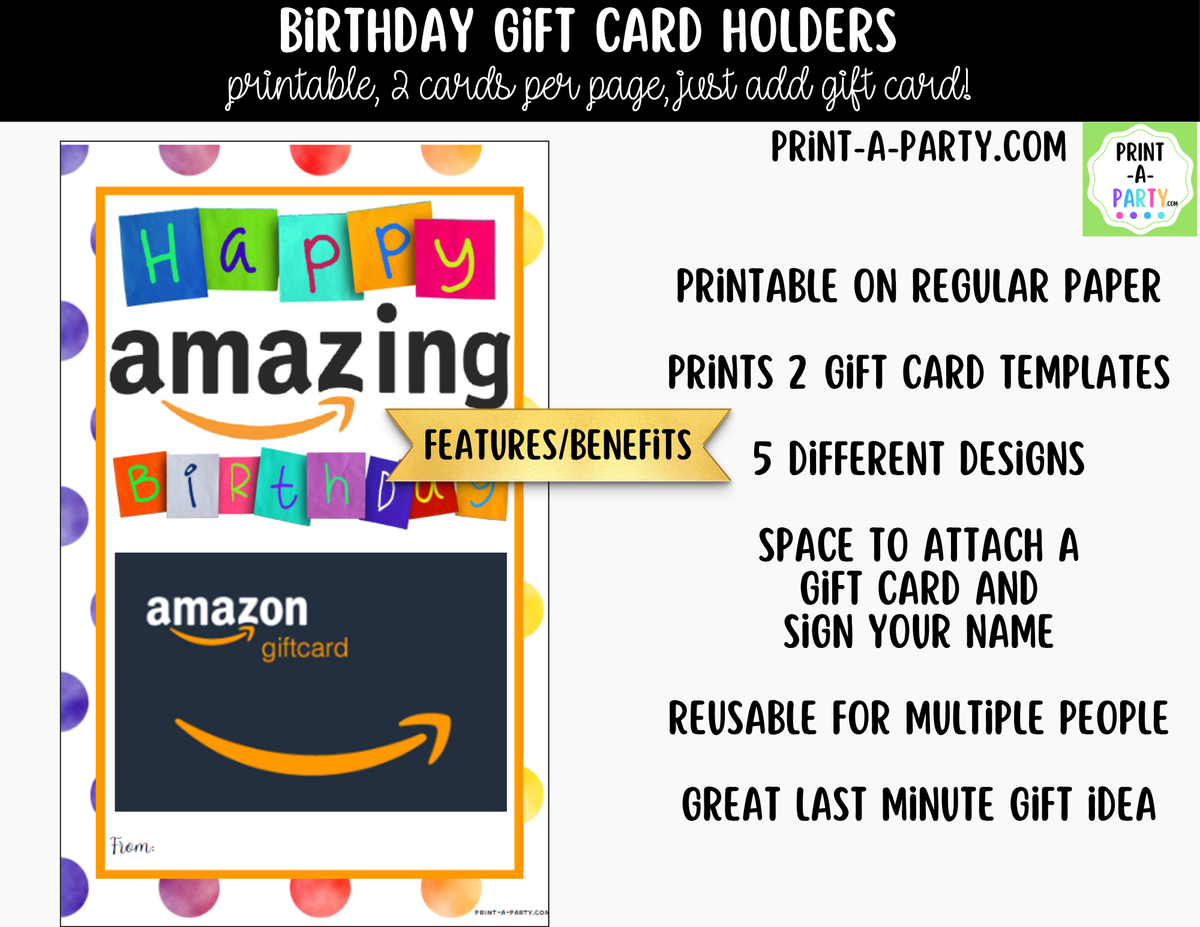 Birthday Gift Card Holder Printable | Amazon & General Designs