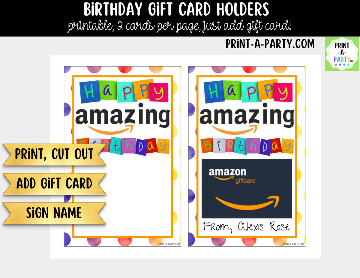 Birthday Gift Card Holder Printable | Amazon & General Designs