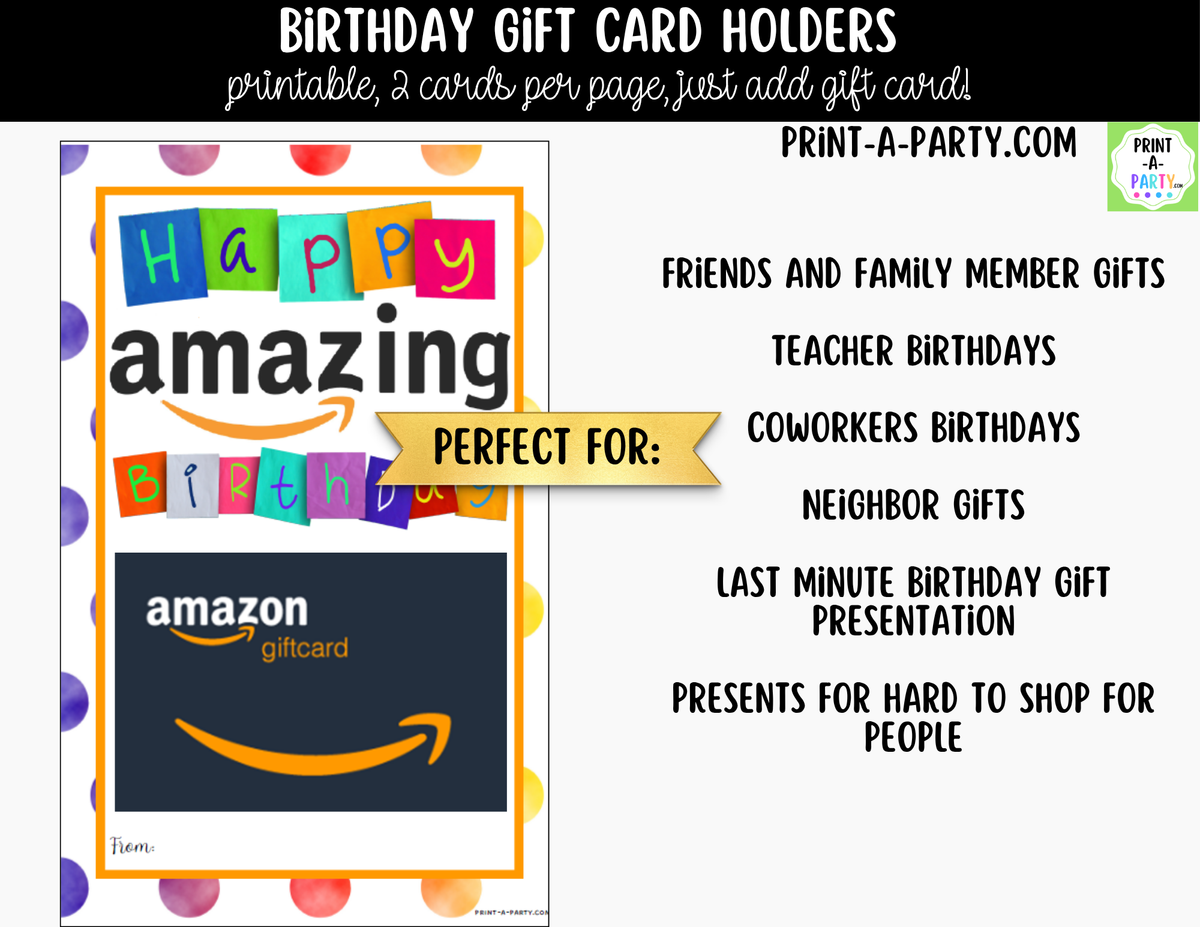 Birthday Gift Card Holder Printable | Amazon & General Designs