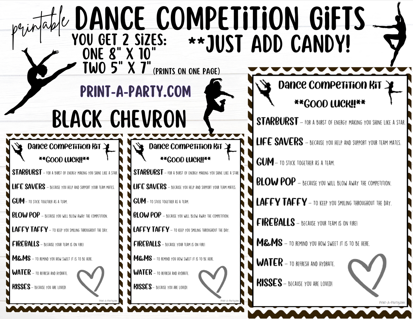 DANCE Competition Gift | Candy Gram Kit Letter | Dance Contest | Chevron | Dance Gifts - INSTANT DOWNLOAD