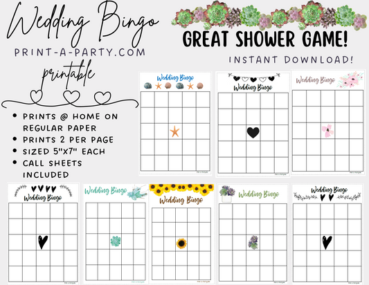 BINGO | Bridal Wedding Shower Gift Bingo Game | Blank Bridal Wedding Shower Bingo Game | Same Sex Wedding Shower Activities