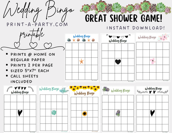 bridal shower games bingo