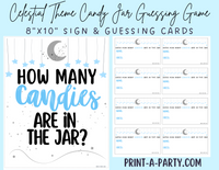 CANDY JAR GUESSING GAME | How many candies in jar | Celestial Moon and Stars Theme Blue Boy | Baby Shower Game | Celestial Moon and Stars Baby Shower | Celestial Moon and Stars Party | Printable