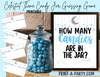 CANDY JAR GUESSING GAME | How many candies in jar | Celestial Moon and Stars Theme Blue Boy | Baby Shower Game | Celestial Moon and Stars Baby Shower | Celestial Moon and Stars Party | Printable