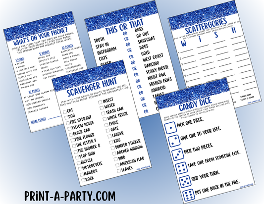 GAMES: COLOR PARTY BLUE THEME | Color Party | Blue Party Games | Blue Party Ideas | INSTANT DOWNLOAD