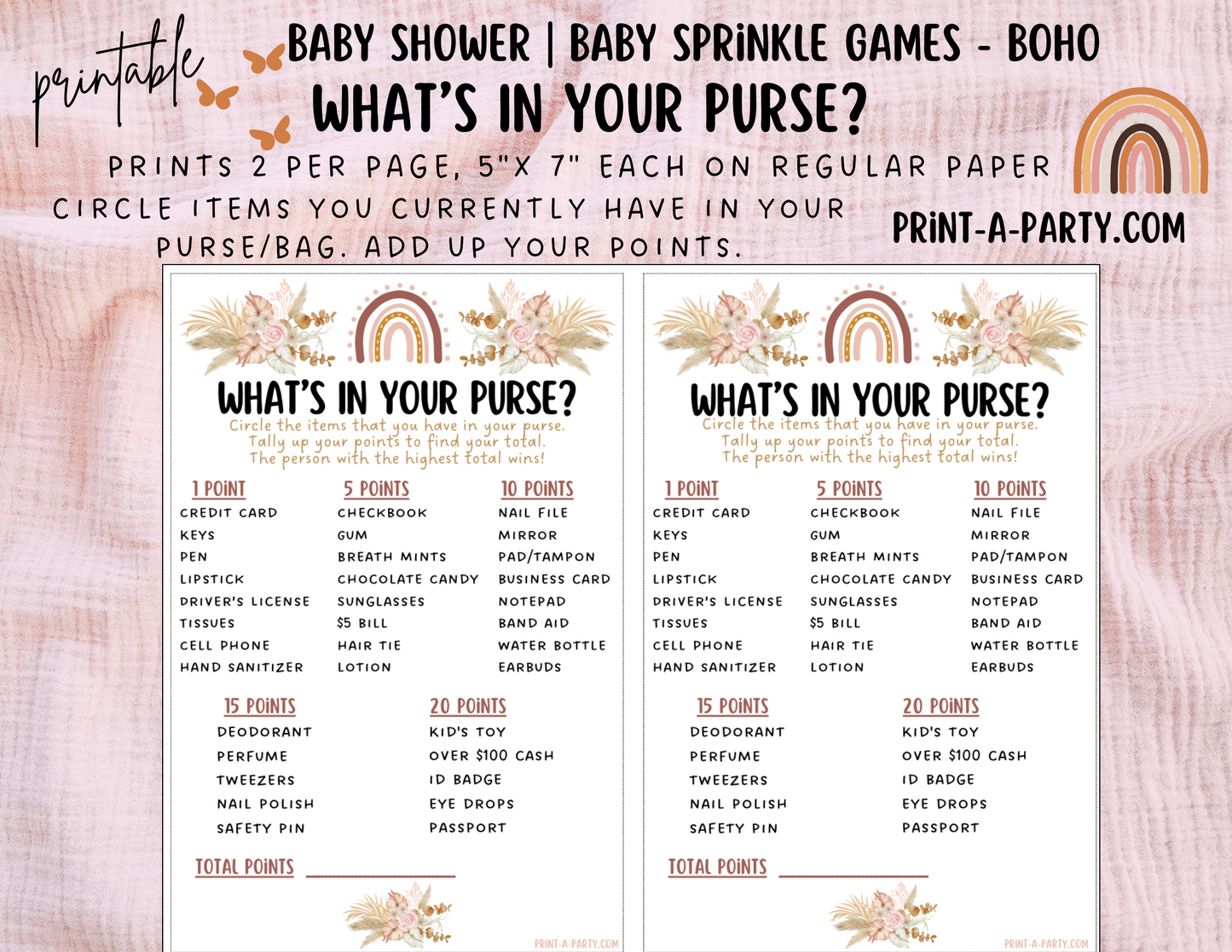 GAME BUNDLE for Baby Shower | Boho Baby Shower Theme | Bohemian Baby Shower Games | Boho Baby Shower Activities | INSTANT DOWNLOAD